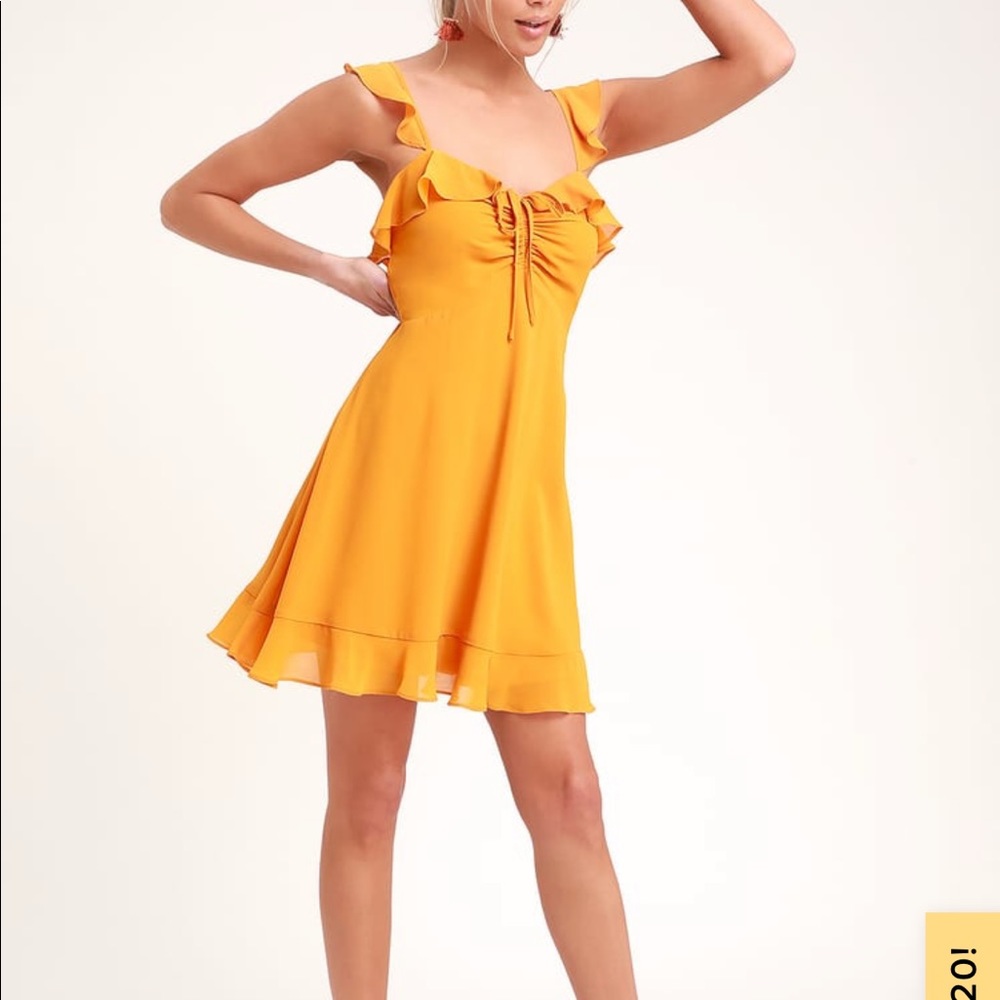At the Fairgrounds Orange Ruffled Mini Dress NWOT